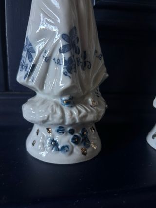Coppia statuette porcellana blu e bianche