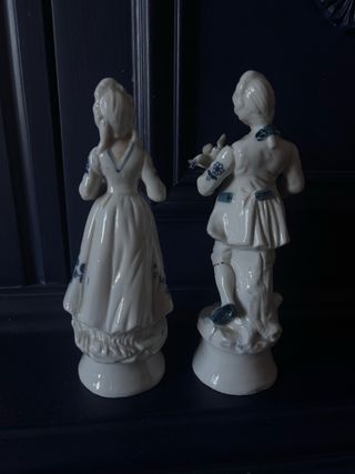Coppia statuette porcellana blu e bianche