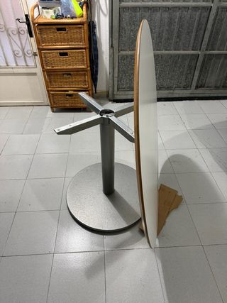 Mesa redonda comedor metal y madera