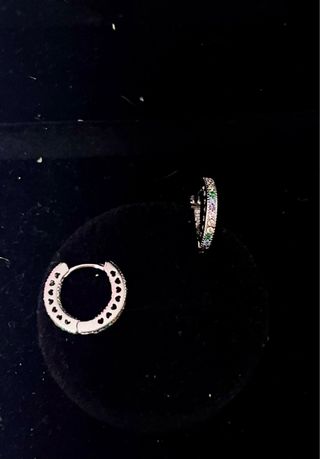 Pendientes Aro Circonitas Multicolor Plata