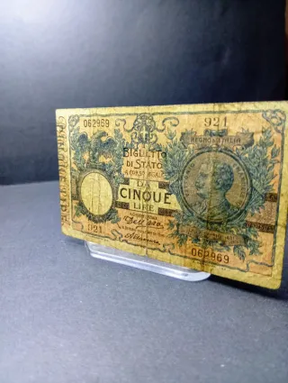 5 Lire del 1911 Biglietto di Stato Rarissima in R2
