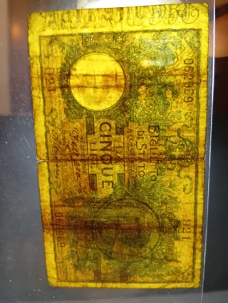 5 Lire del 1911 Biglietto di Stato Rarissima in R2