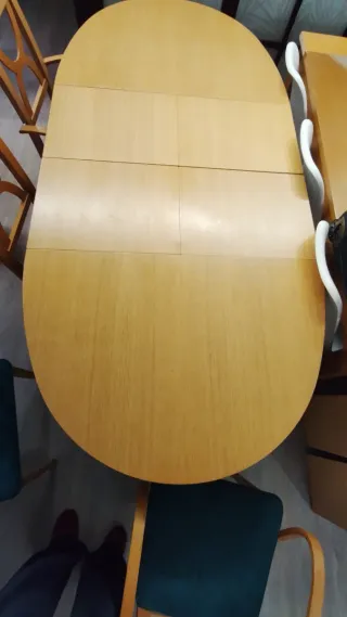 Mesa comedor ovalada exten chapa roble NEGOCIABLE