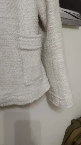 Chaqueta tweed beige/blanca