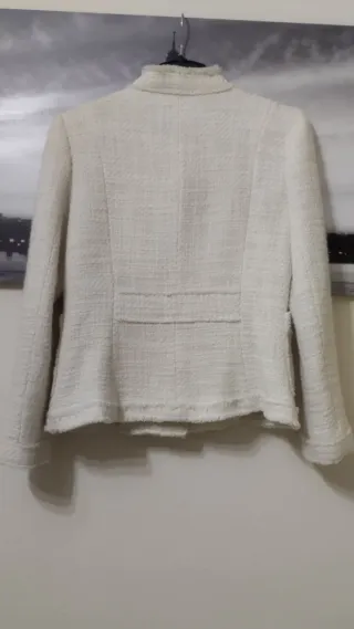 Chaqueta tweed beige/blanca