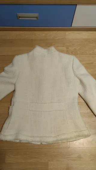 Chaqueta tweed beige/blanca