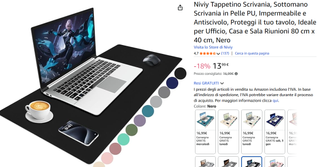 Tappetino Scrivania 80x40 cm Nero