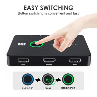 Switch HDMI KVM 4K USB Dual PC, NUEVO
