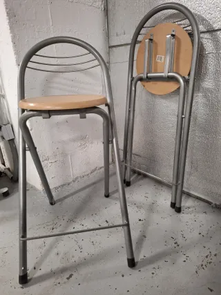 Taburetes Altos Plegables Metal y Madera