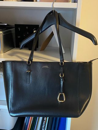 Bolso Tote Ralph Lauren Negro piel con cremallera