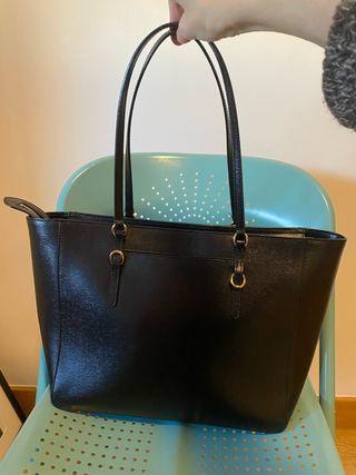 Bolso Tote Ralph Lauren Negro piel con cremallera