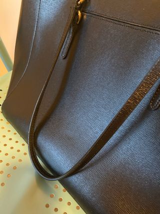 Bolso Tote Ralph Lauren Negro piel con cremallera