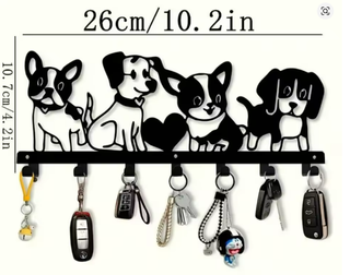 Colgador de llaves en metal – perros – corte láser