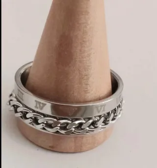 Anillo hombres Acero Cadena y Números Romanos