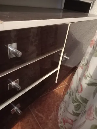 Conjunto Mueble-Bar, Mesilla y Armario Vintage