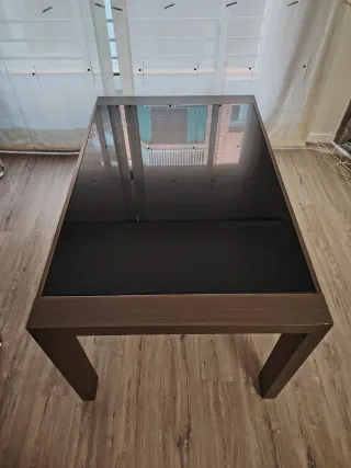 Mesa de comedor cristal y madera