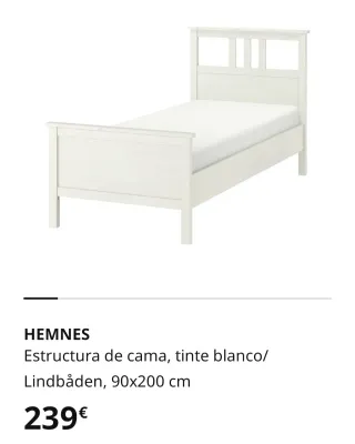 Cama Hemnes Ikea con colchón Pikolin 90x200
