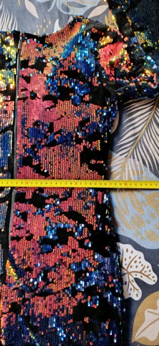 Vestido XS/S Curto Festa Lantejoulas Justo