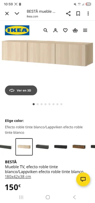 Mueble TV madera y cristal flotante tiene un led