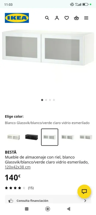 Mueble TV madera y cristal flotante tiene un led