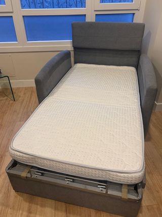 Sofá Cama Biandbo Gris con Colchón Viscoelástico