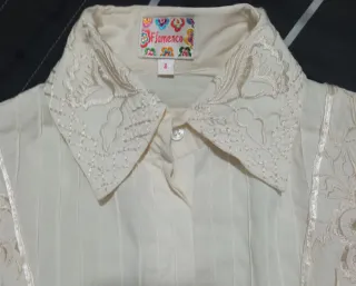 Camisa Flamenco Beige Bordada