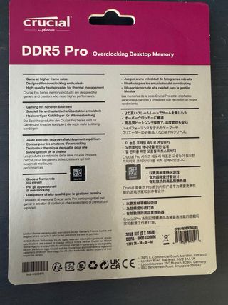 Crucial DDR5 32GB (2x16GB) 6000MT/s UDIMM Kit