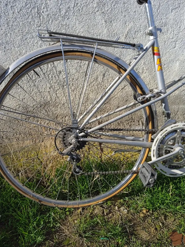 Bicicleta de paseo plateada