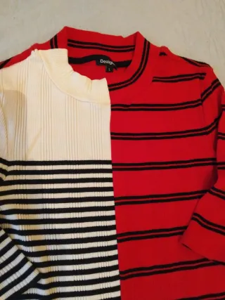 Vestido Desigual cuello alto rayas Talla L