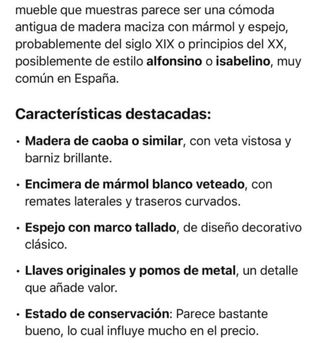 Cómoda antigua madera maciza y mármol