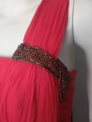 Vestido rojo fiesta asimétrico