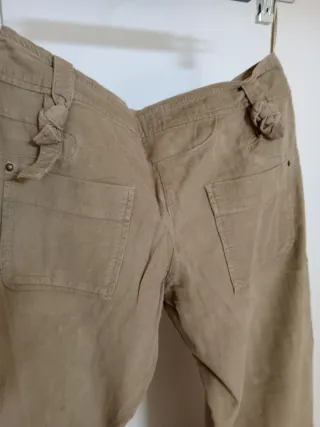 Pantalones pana fina Mango mujer beige