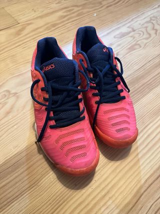 Zapatos Tenis Asics Naranja y Rojo