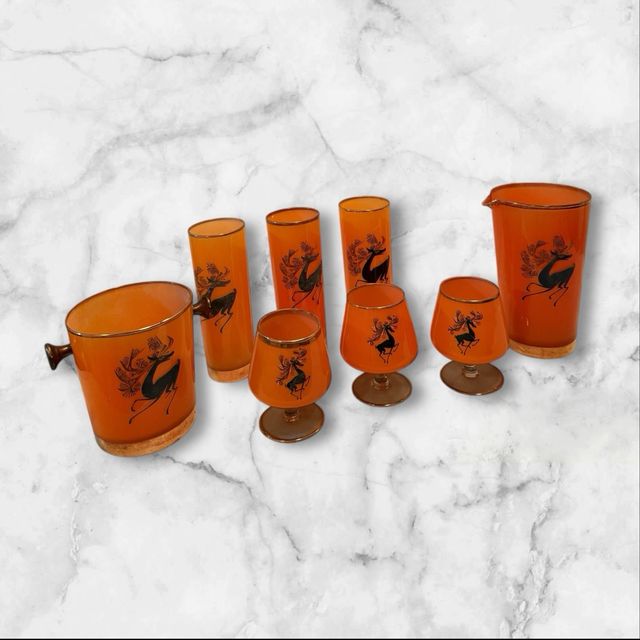 Set Vintage Bicchieri e Calici Arancioni