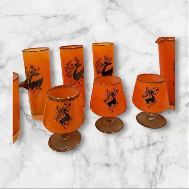 Set Vintage Bicchieri e Calici Arancioni