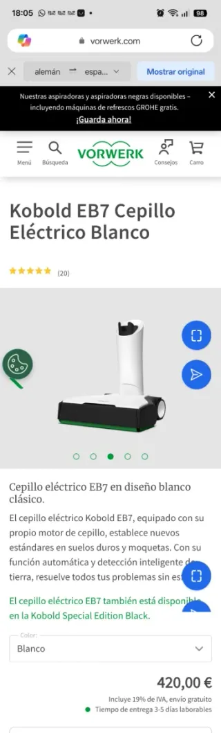 Aspirador Kobold EB7 Nuevo de paquete