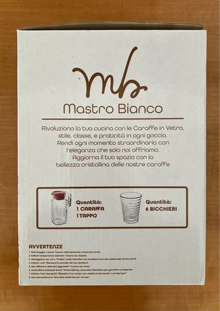 Caraffa Mastro Bianco con 6 Bicchieri
