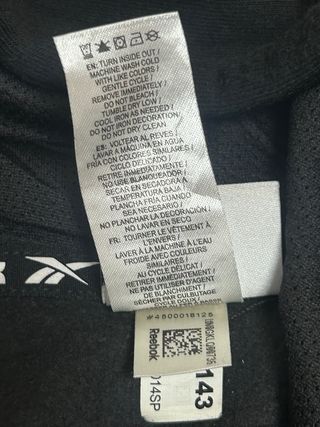 Sudadera Reebok Negra con Capucha Talla XL