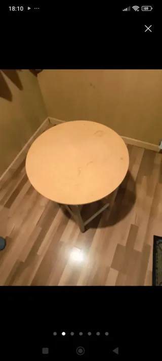 Mesa camilla redonda con tapetes