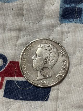 Moneda 5 Pesetas Amadeo I Rey 1871