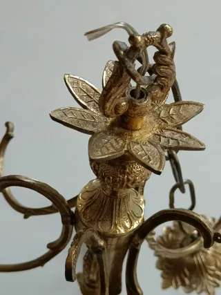 Lámpara Candelabro Antigua Dorada