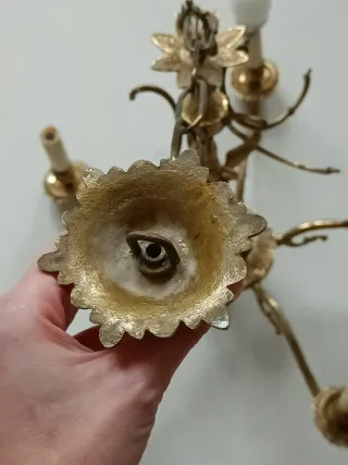 Lámpara Candelabro Antigua Dorada