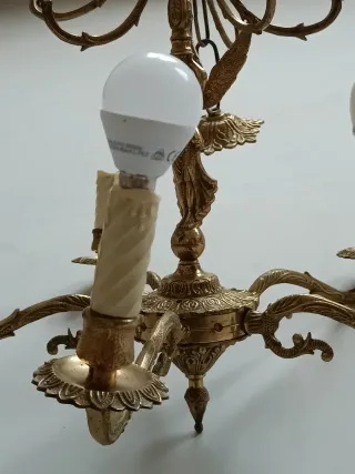 Lámpara Candelabro Antigua Dorada