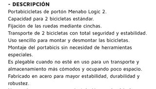 Portabicicletas portón 2 bicis
