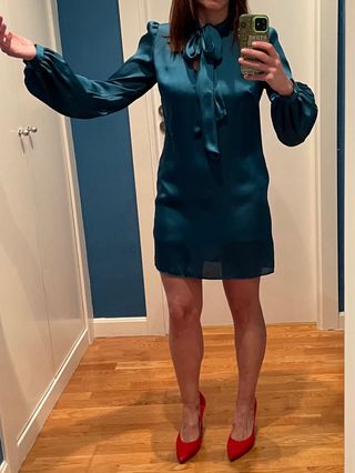 Vestido fiesta lazo satén