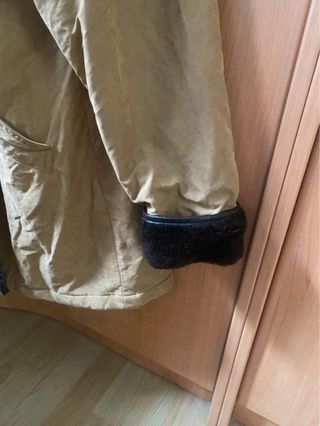 Chaquetón mujer talla 44 beige y negro Con gorro