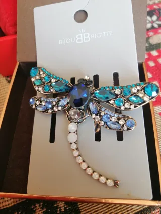 Spilla libellula Bijou Brigitte blu e argento