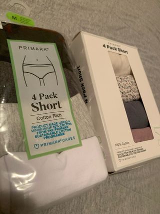 Pack 4 Braguitas Cortas Algodón Primark Talla M