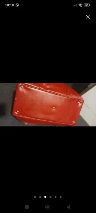 Bolso de viaje de piel rojo Años 60