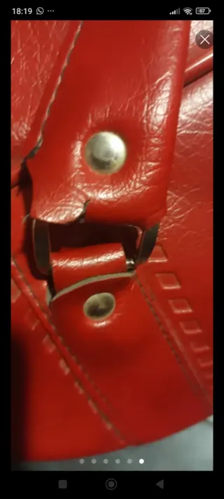 Bolso de viaje de piel rojo Años 60